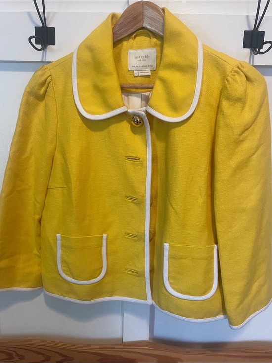 kate spade Jackets & Blazers - kate spade Yellow Blazer with White Trim